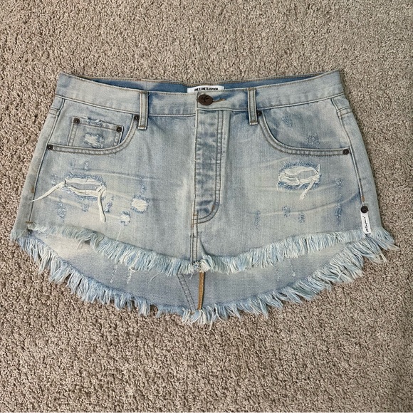 Oneteaspoon Denim Jean Mini Junk Yard Distressed Skirt 29 - Picture 2 of 10